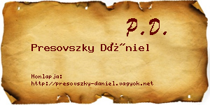Presovszky Dániel névjegykártya